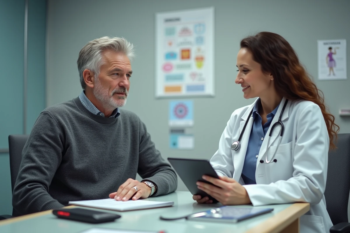 Consultation médicale entre un patient et une médecin pour prévenir les maladies