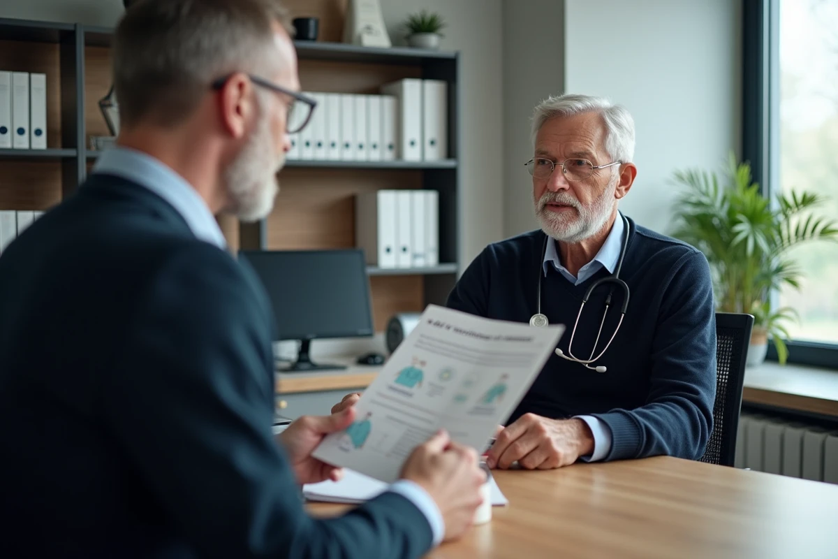 Un médecin conseille un patient senior sur les vaccinations recommandées pour les personnes âgées dont le DTAP