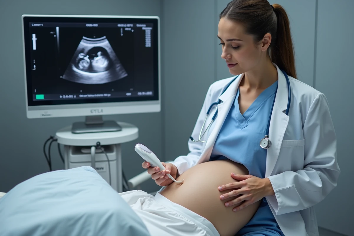 Médecin obstétricienne réalisant une échographie sur une femme enceinte pour vérifier la santé du bébé