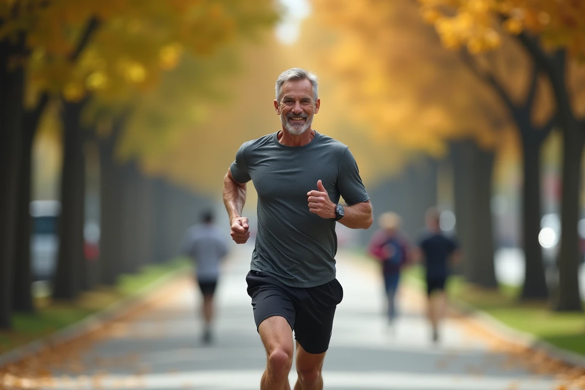 Homme en train de courir en plein air avec énergie, symbolisant les bienfaits sur la santé après avoir arrêté de consommer du sucre