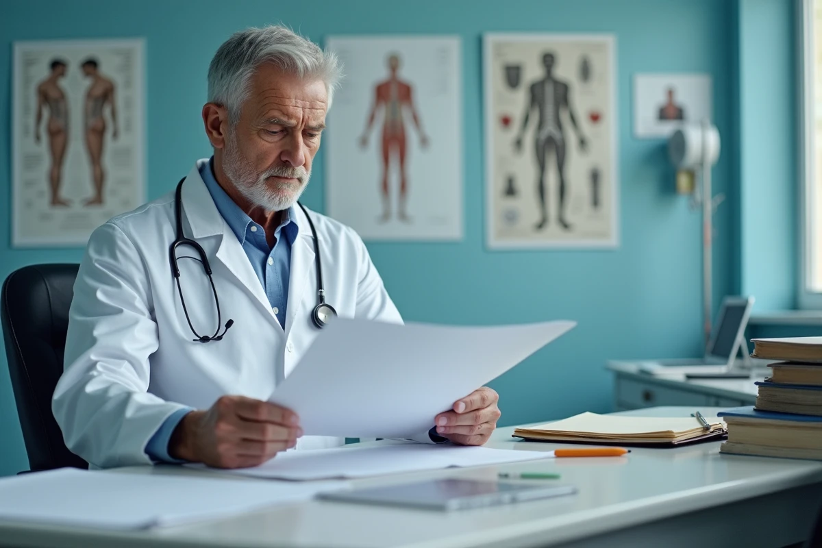 Médecin examinant un bilan médical dans un bureau d'hôpital, illustrant les maladies les plus mortelles